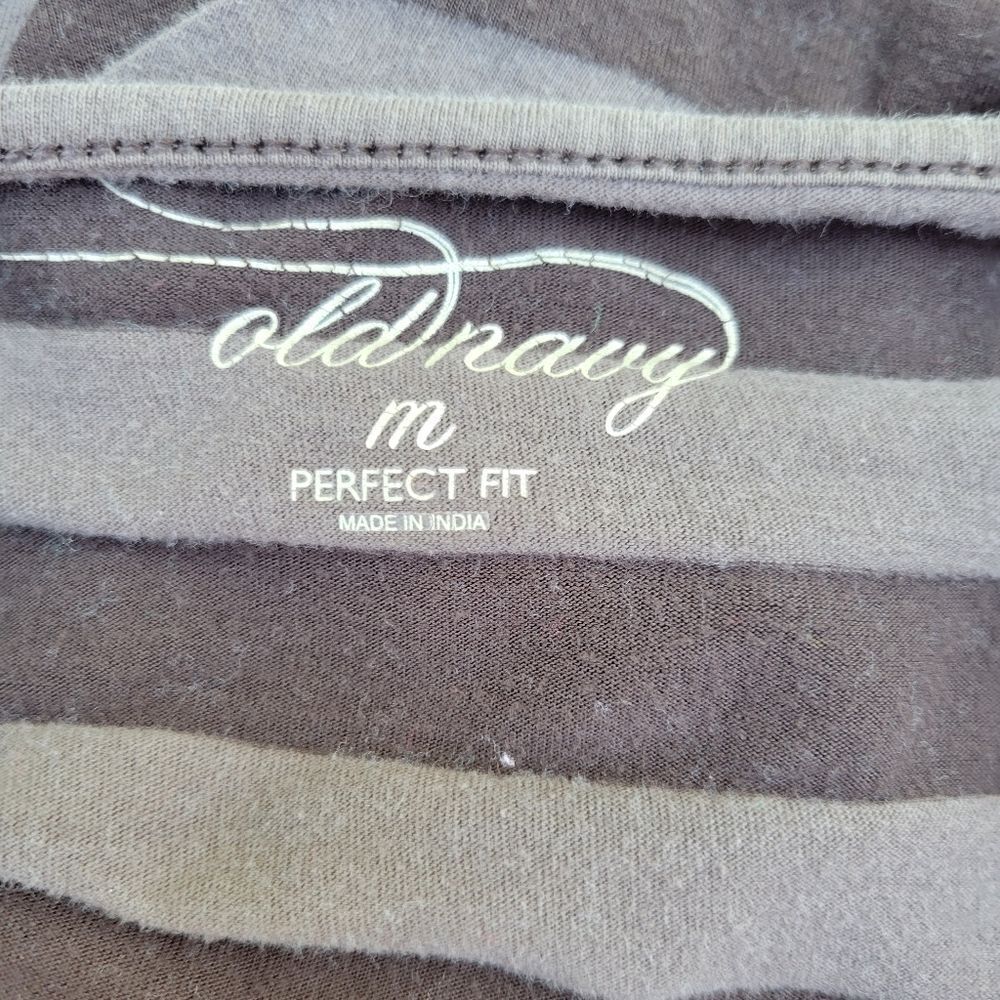 Old Navy Women’s Short Sleeve Brown Striped Pullover Shirt Sz M - Picture 9 of 14